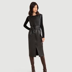 Modern Citizen Pilar Vegan Leather Tie-Front Dress NWT